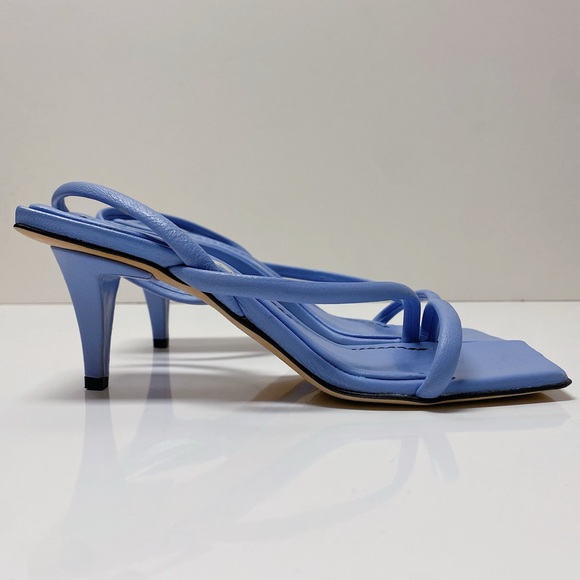 Neil J. Rodgers Janel Blue Italian Nappa Leather Kitten Heel Sandals 55mm Italy - Picture 3 of 11
